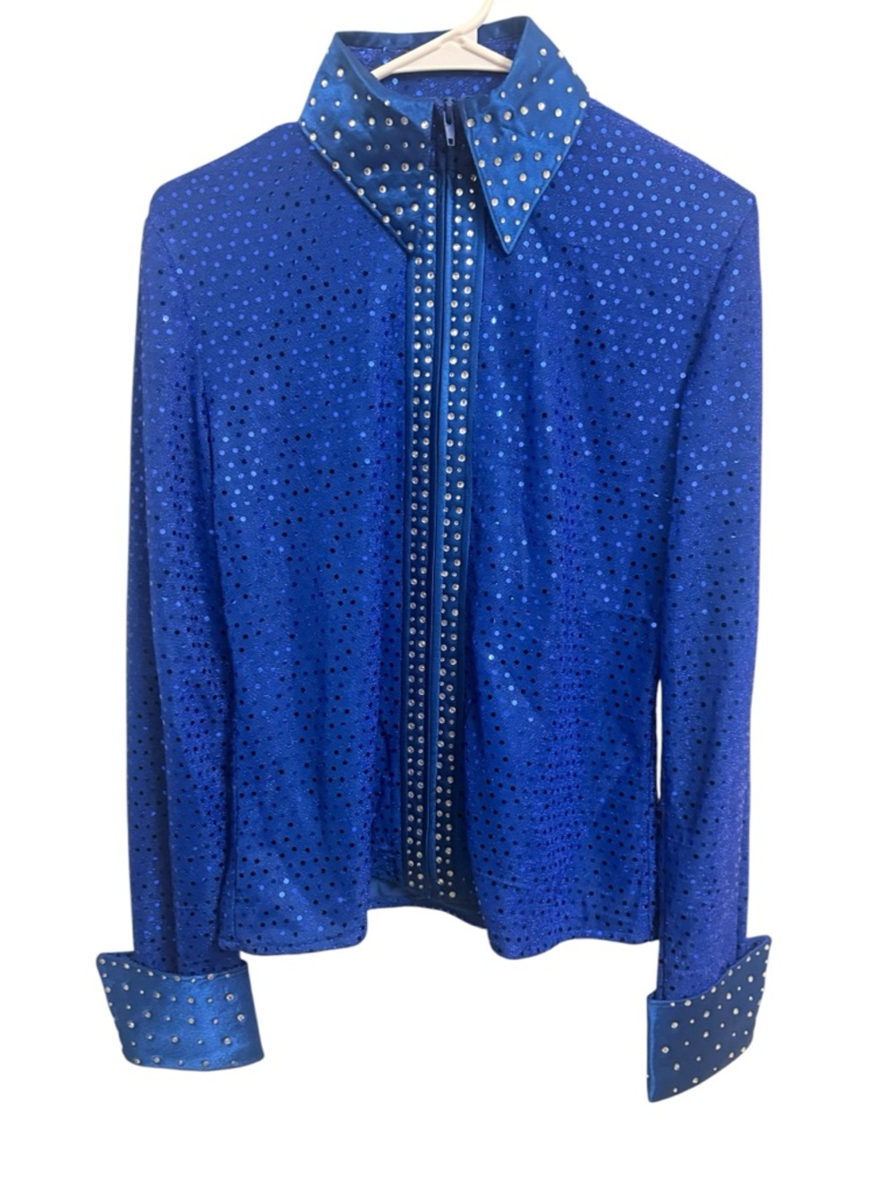 Rods Western Blue Sequin Rhinestone Rodeo Show Cowgirl Shirt XL